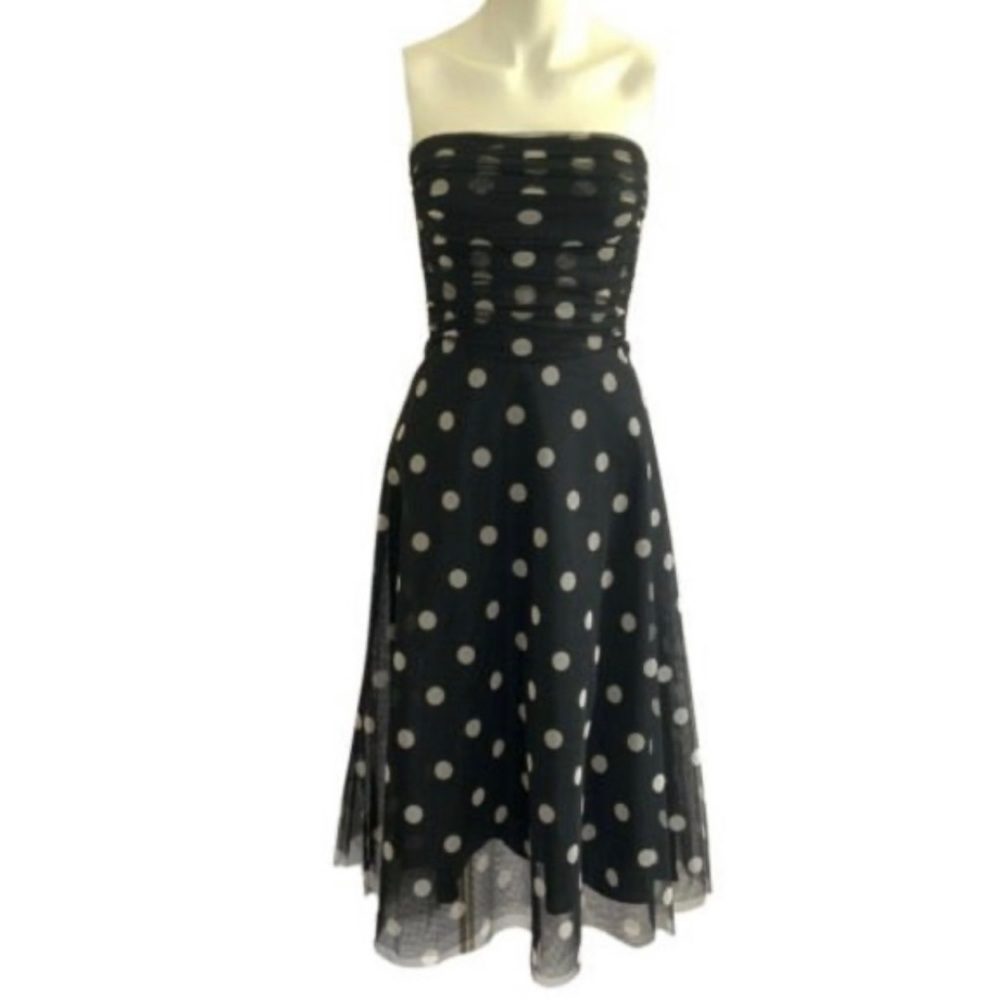 BCBG Maxazria polka dot tulle, tea length dress. Homecoming, Prom, date night…..